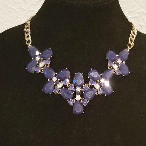 Blue Stone and Rhinestone Necklace